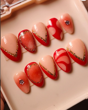 Crimson Gold French Tips